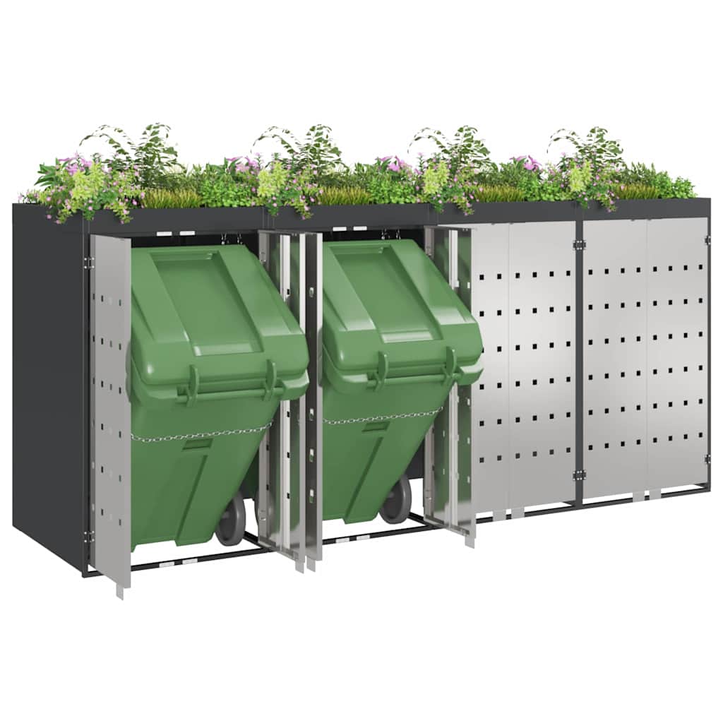 vidaXL Wheelie Bin Storage for 4 Bins Anthracite 272 x 77.5 x 121.5 cm