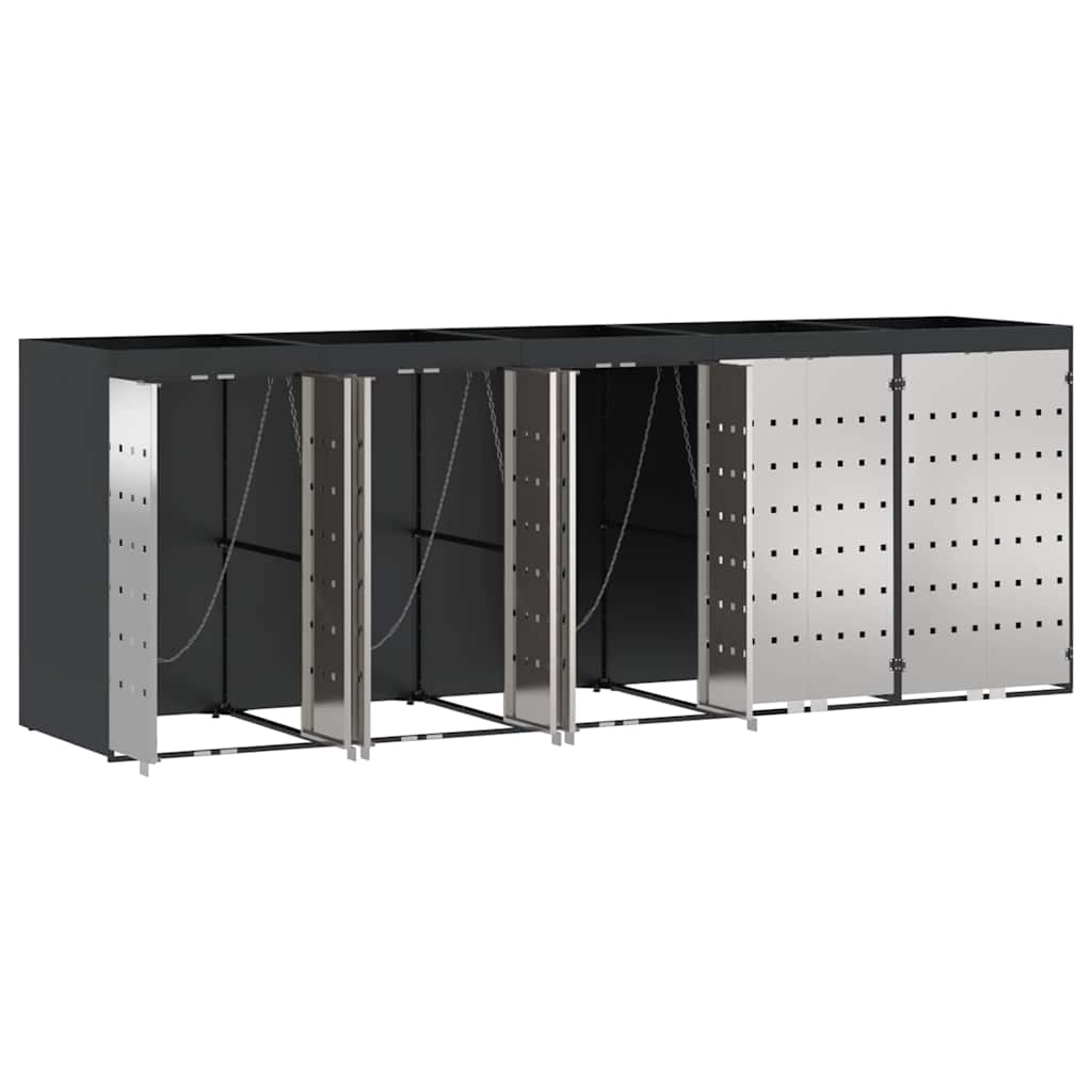 vidaXL Wheelie Bin Storage for 5 Bins Anthracite 340 x 77.5 x 121.5 cm