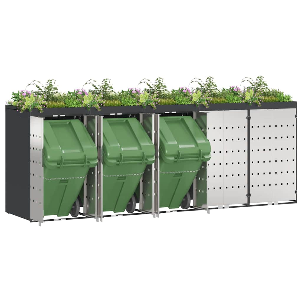 vidaXL Wheelie Bin Storage for 5 Bins Anthracite 340 x 77.5 x 121.5 cm