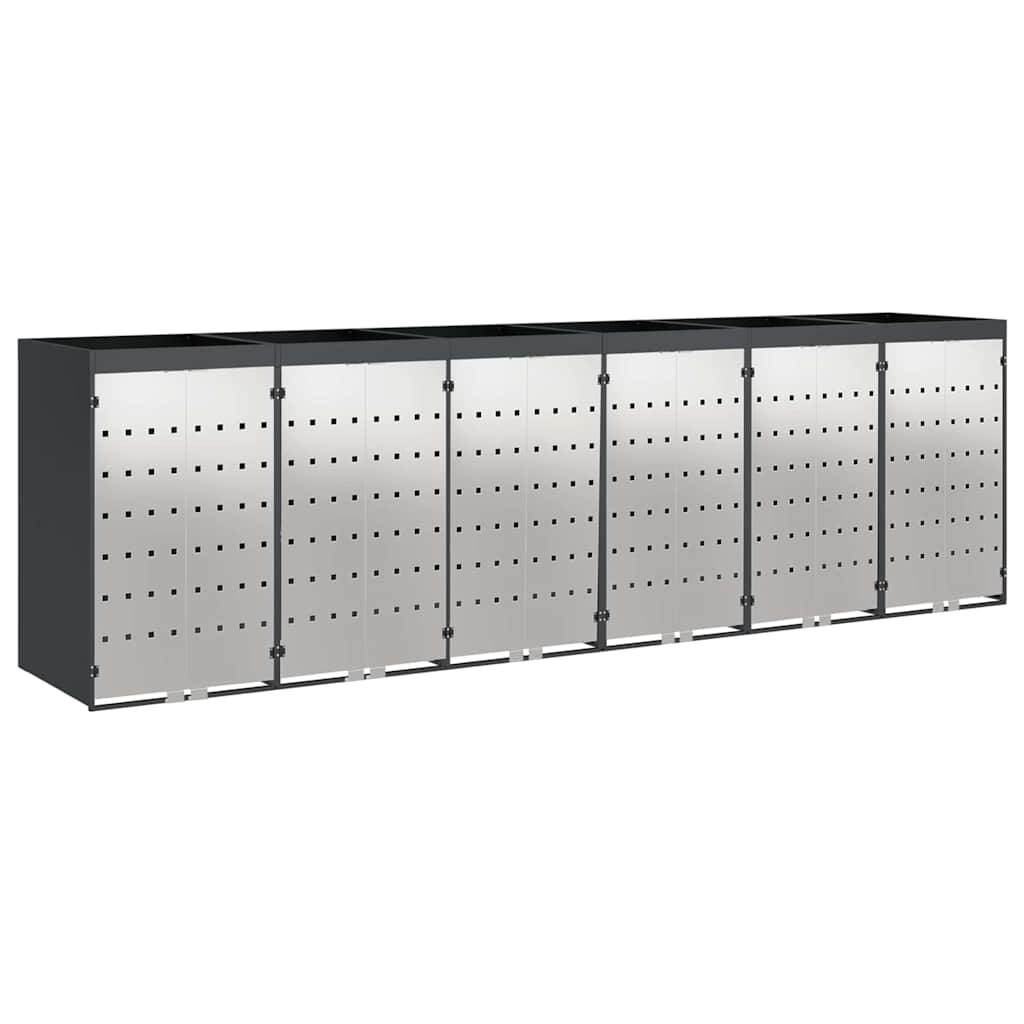 vidaXL Wheelie Bin Storage for 6 Bins Anthracite 408 x 77.5 x 121.5 cm