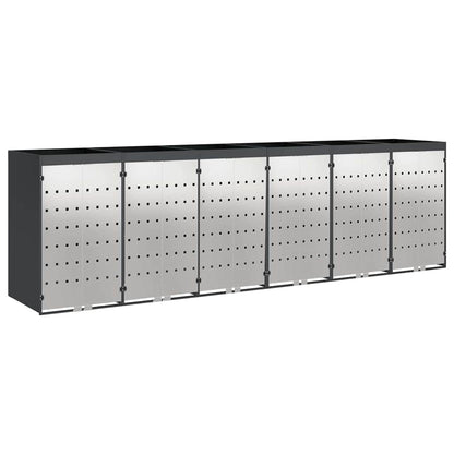 vidaXL Wheelie Bin Storage for 6 Bins Anthracite 408 x 77.5 x 121.5 cm