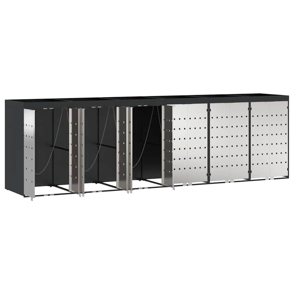 vidaXL Wheelie Bin Storage for 6 Bins Anthracite 408 x 77.5 x 121.5 cm