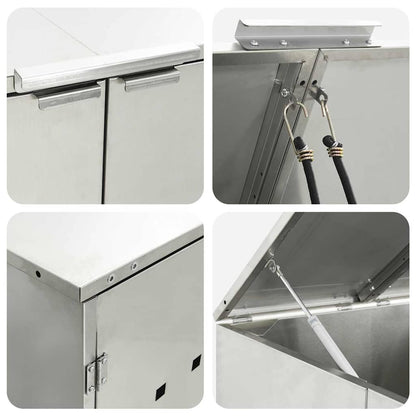 vidaXL Wheelie Bin Storage for 2 Bins Silver 136 x 77.5 x 115.5 cm