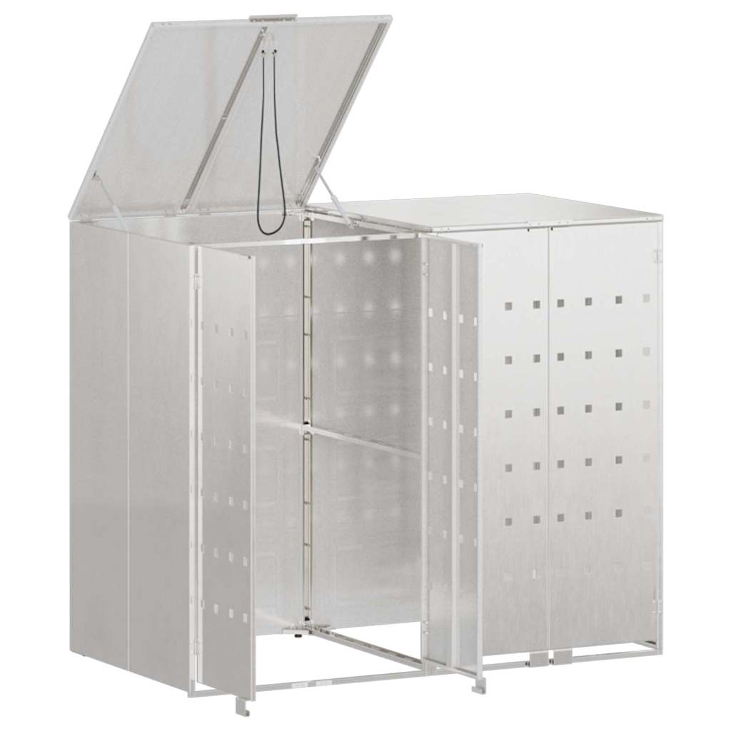 vidaXL Wheelie Bin Storage for 2 Bins Silver 136 x 77.5 x 115.5 cm