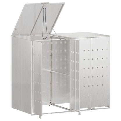 vidaXL Wheelie Bin Storage for 2 Bins Silver 136 x 77.5 x 115.5 cm