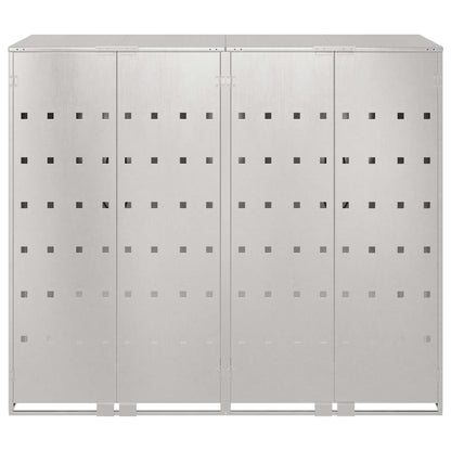 vidaXL Wheelie Bin Storage for 2 Bins Stainless Steel Silver