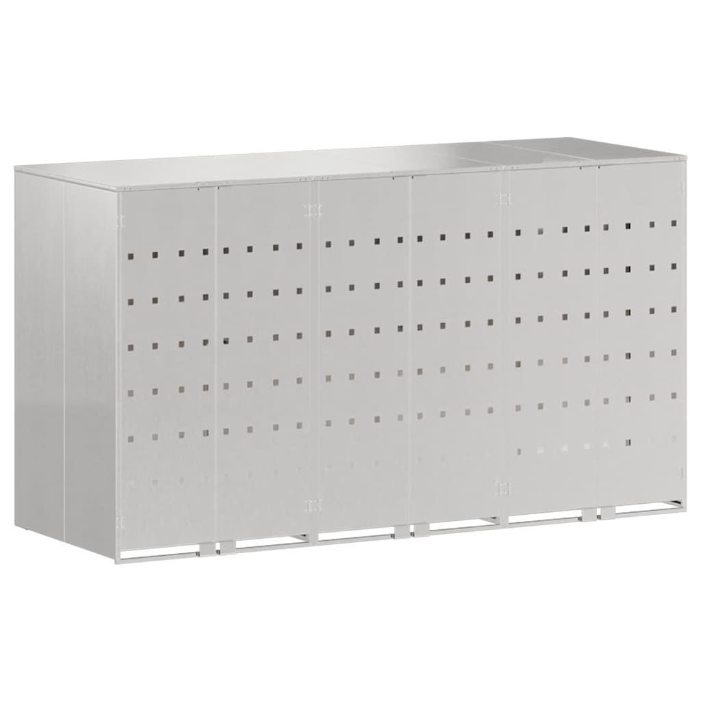 vidaXL Wheelie Bin Storage for 3 Bins Silver 204 x 77.5 x 115.5 cm