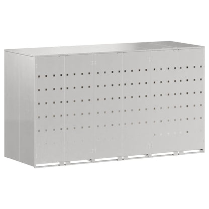 vidaXL Wheelie Bin Storage for 3 Bins Silver 204 x 77.5 x 115.5 cm