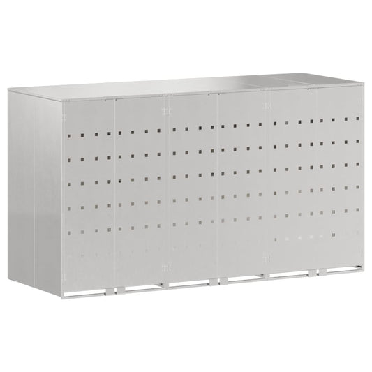 vidaXL Wheelie Bin Storage for 3 Bins Silver 204 x 77.5 x 115.5 cm
