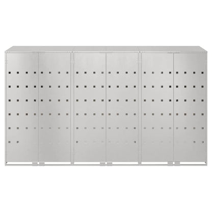 vidaXL Wheelie Bin Storage for 3 Bins Silver 204 x 77.5 x 115.5 cm