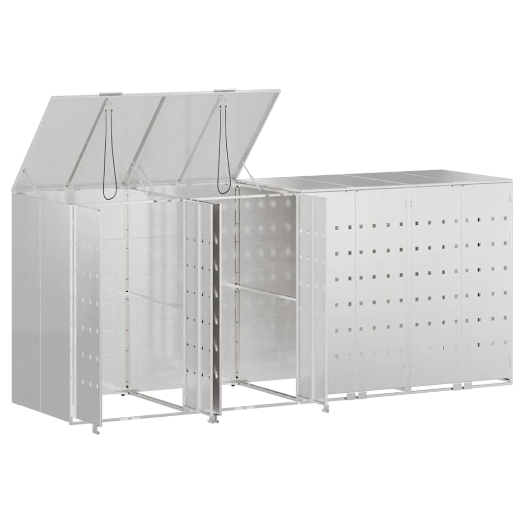 vidaXL Wheelie Bin Storage for 4 Bins Stainless Steel Silver