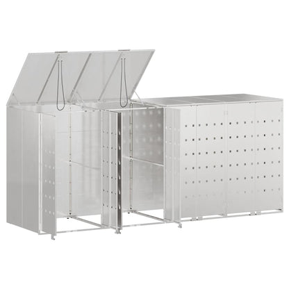 vidaXL Wheelie Bin Storage for 4 Bins Stainless Steel Silver