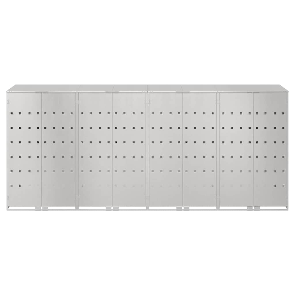 vidaXL Wheelie Bin Storage for 4 Bins Silver 272 x 77.5 x 115.5 cm