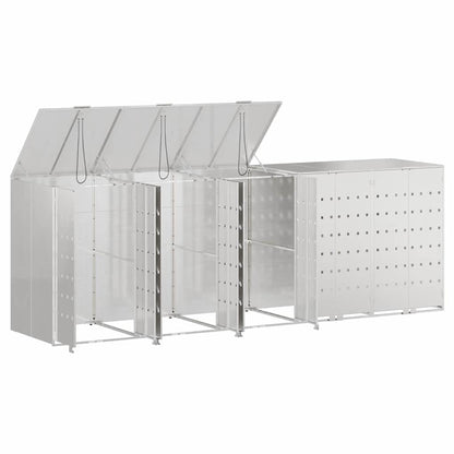 vidaXL Wheelie Bin Storage for 5 Bins Silver 340 x 77.5 x 115.5 cm