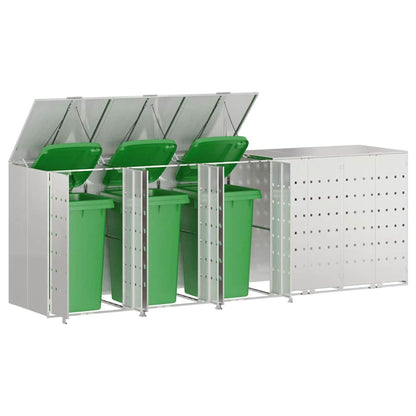 vidaXL Wheelie Bin Storage for 5 Bins Silver 340 x 77.5 x 115.5 cm