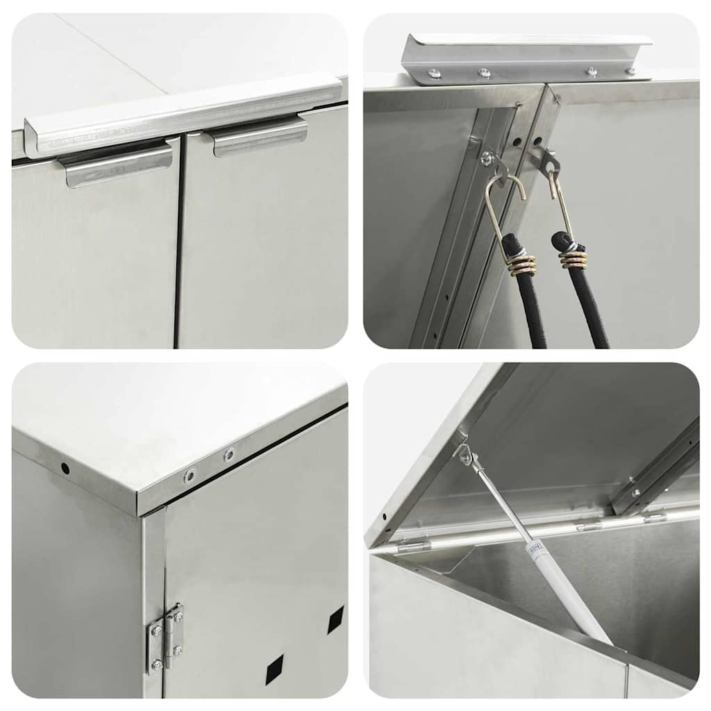 vidaXL Wheelie Bin Storage for 6 Bins Silver 408 x 77.5 x 115.5 cm