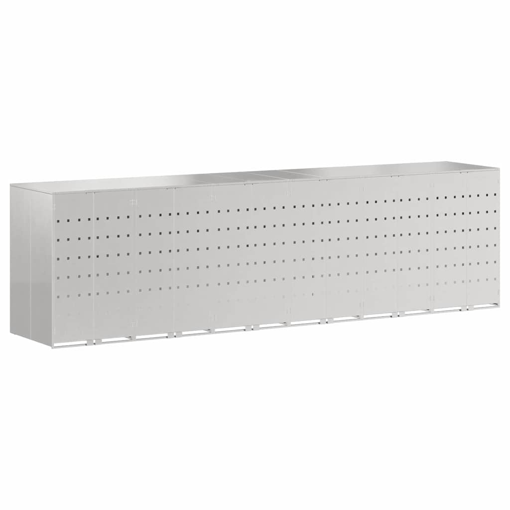 vidaXL Wheelie Bin Storage for 6 Bins Silver 408 x 77.5 x 115.5 cm