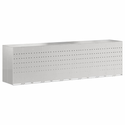 vidaXL Wheelie Bin Storage for 6 Bins Silver 408 x 77.5 x 115.5 cm