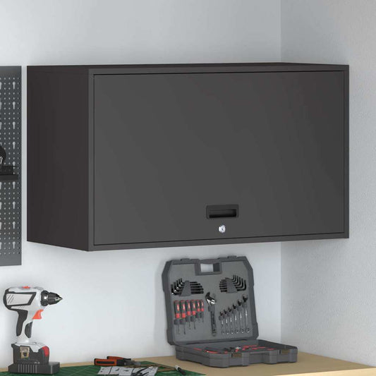 vidaXL Wall Cabinet for Garage with Gas-lift Door Black