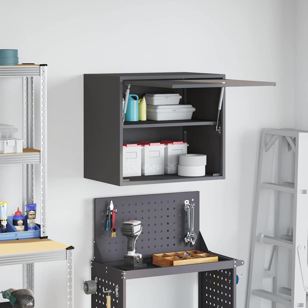 vidaXL Wall Cabinet for Garage with Gas-lift Door Black