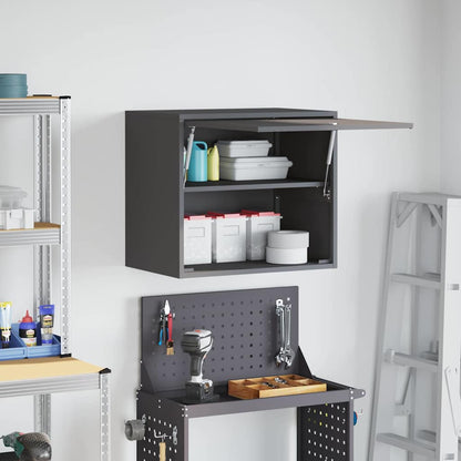 vidaXL Wall Cabinet for Garage with Gas-lift Door Black