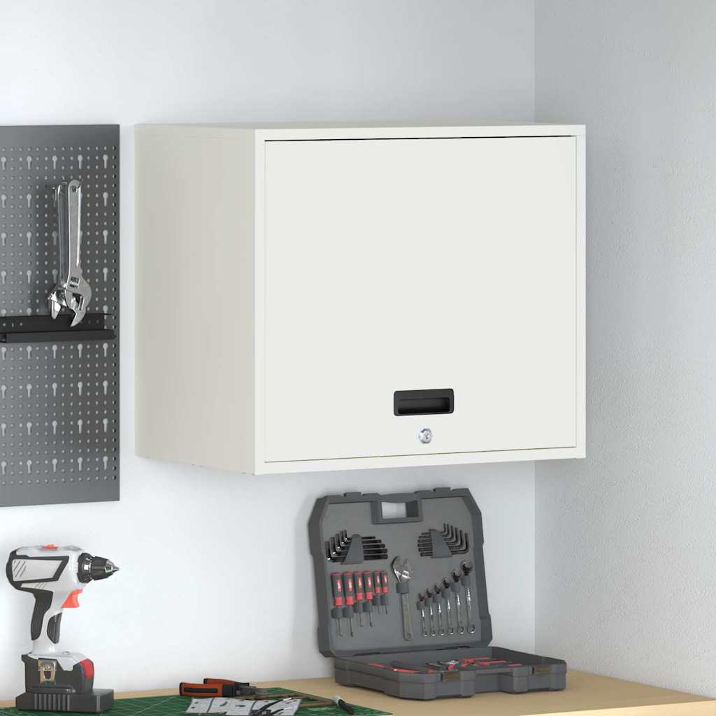 vidaXL Wall Cabinet for Garage with Gas-lift Door White