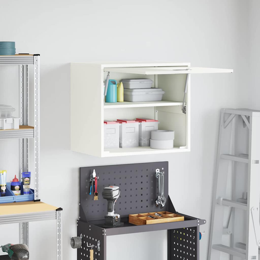 vidaXL Wall Cabinet for Garage with Gas-lift Door White