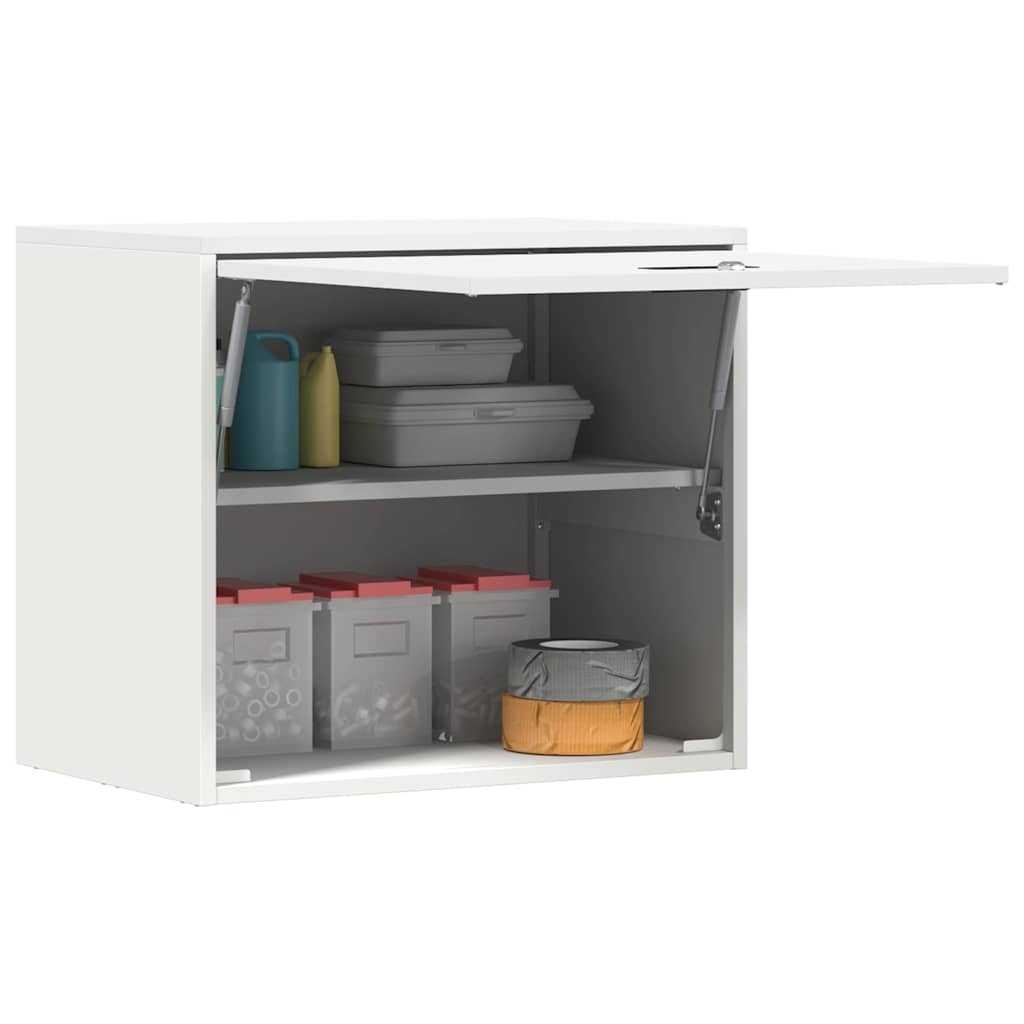 vidaXL Wall Cabinet for Garage with Gas-lift Door White