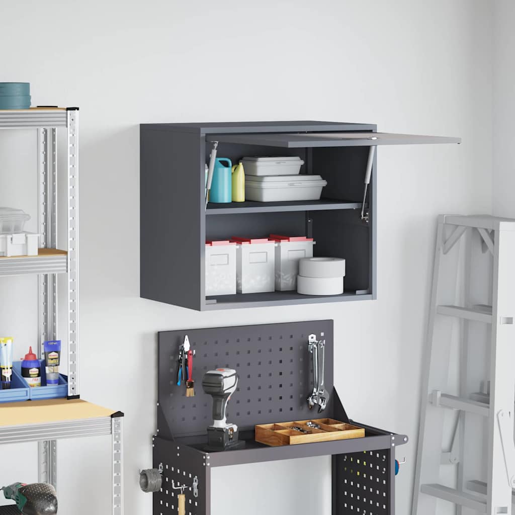 vidaXL Wall Cabinet for Garage with Gas-lift Door Anthracite