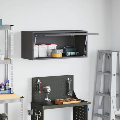 vidaXL Wall Cabinet for Garage with Gas-lift Door Black