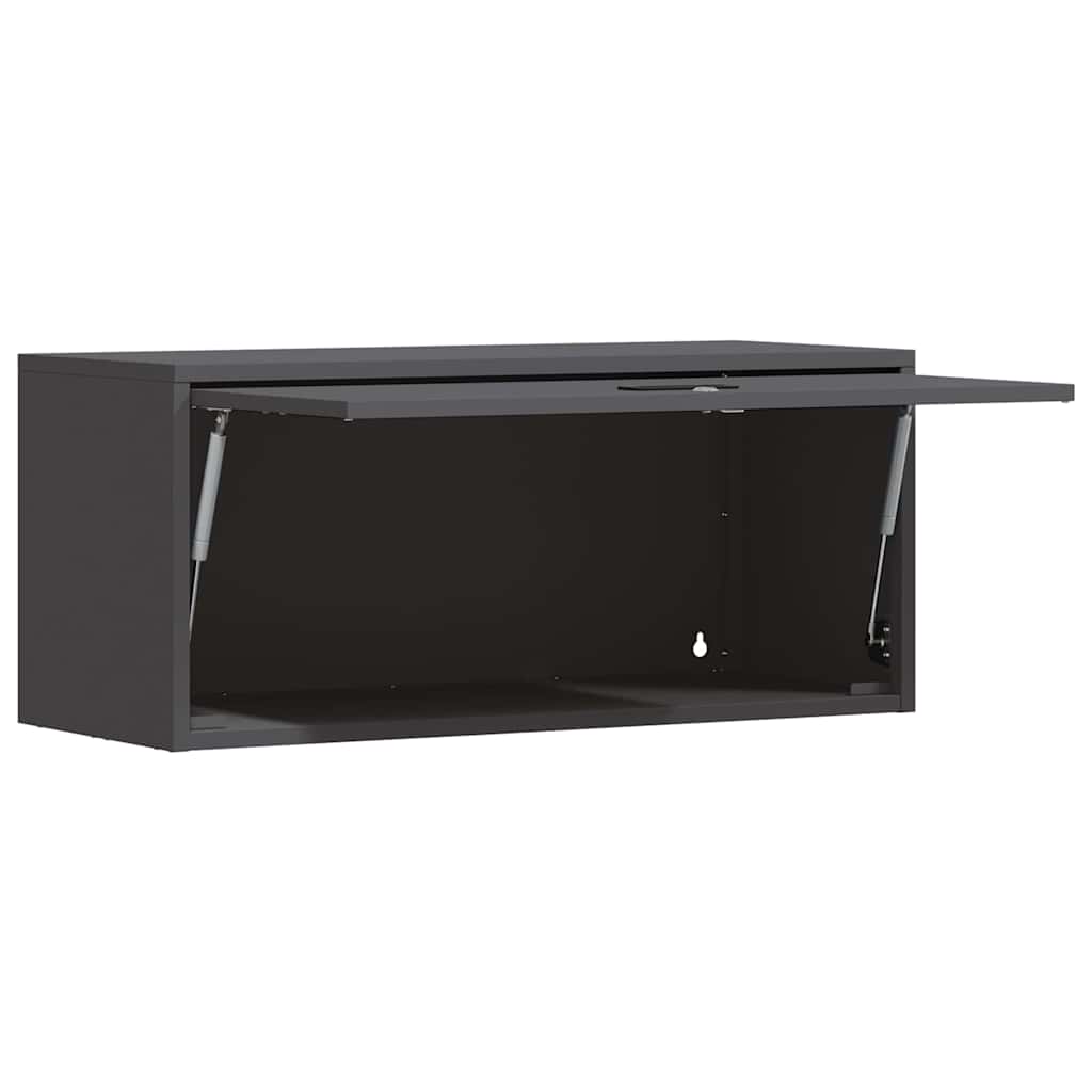 vidaXL Wall Cabinet for Garage with Gas-lift Door Black
