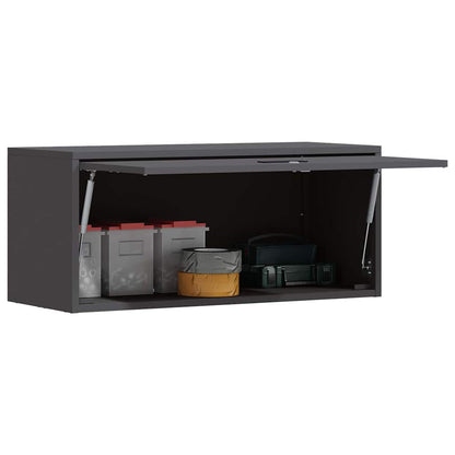 vidaXL Wall Cabinet for Garage with Gas-lift Door Black