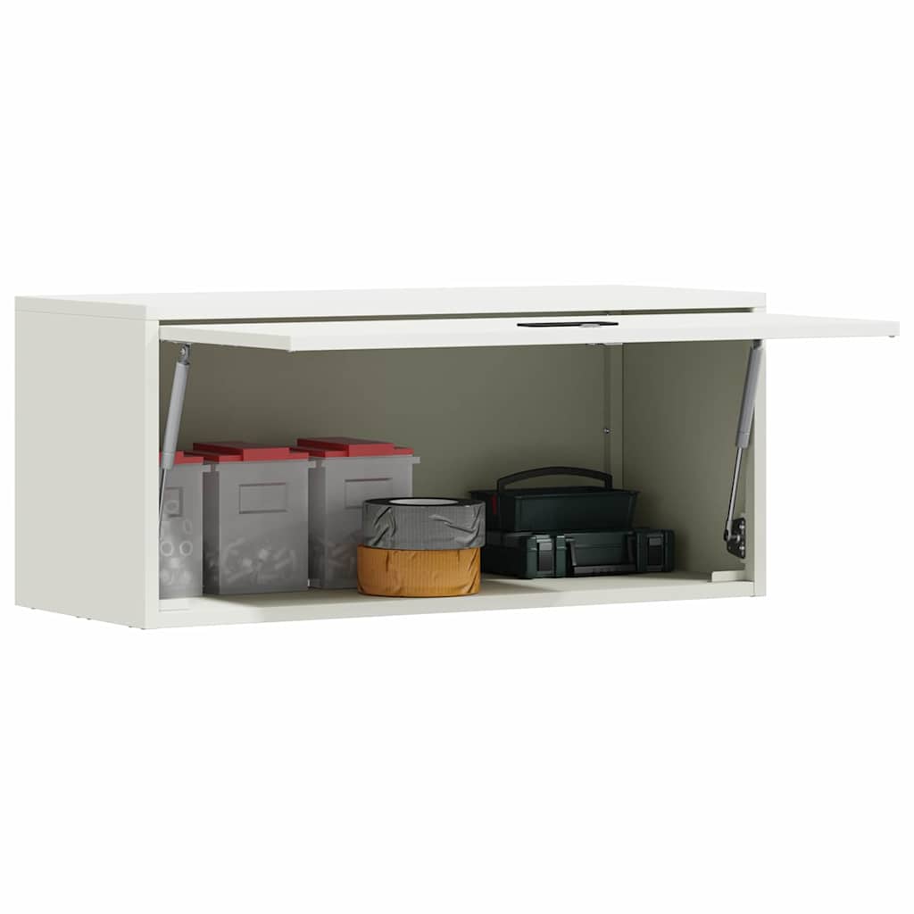 vidaXL Wall Cabinet for Garage with Gas-lift Door White