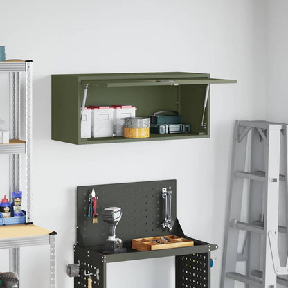 vidaXL Wall Cabinet for Garage with Gas-lift Door Olive green