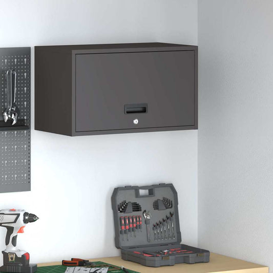 vidaXL Wall Cabinet for Garage with Gas-lift Door Black