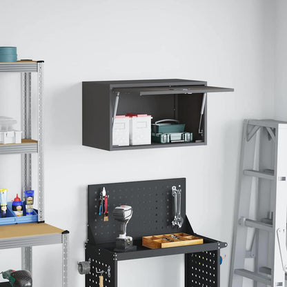 vidaXL Wall Cabinet for Garage with Gas-lift Door Black