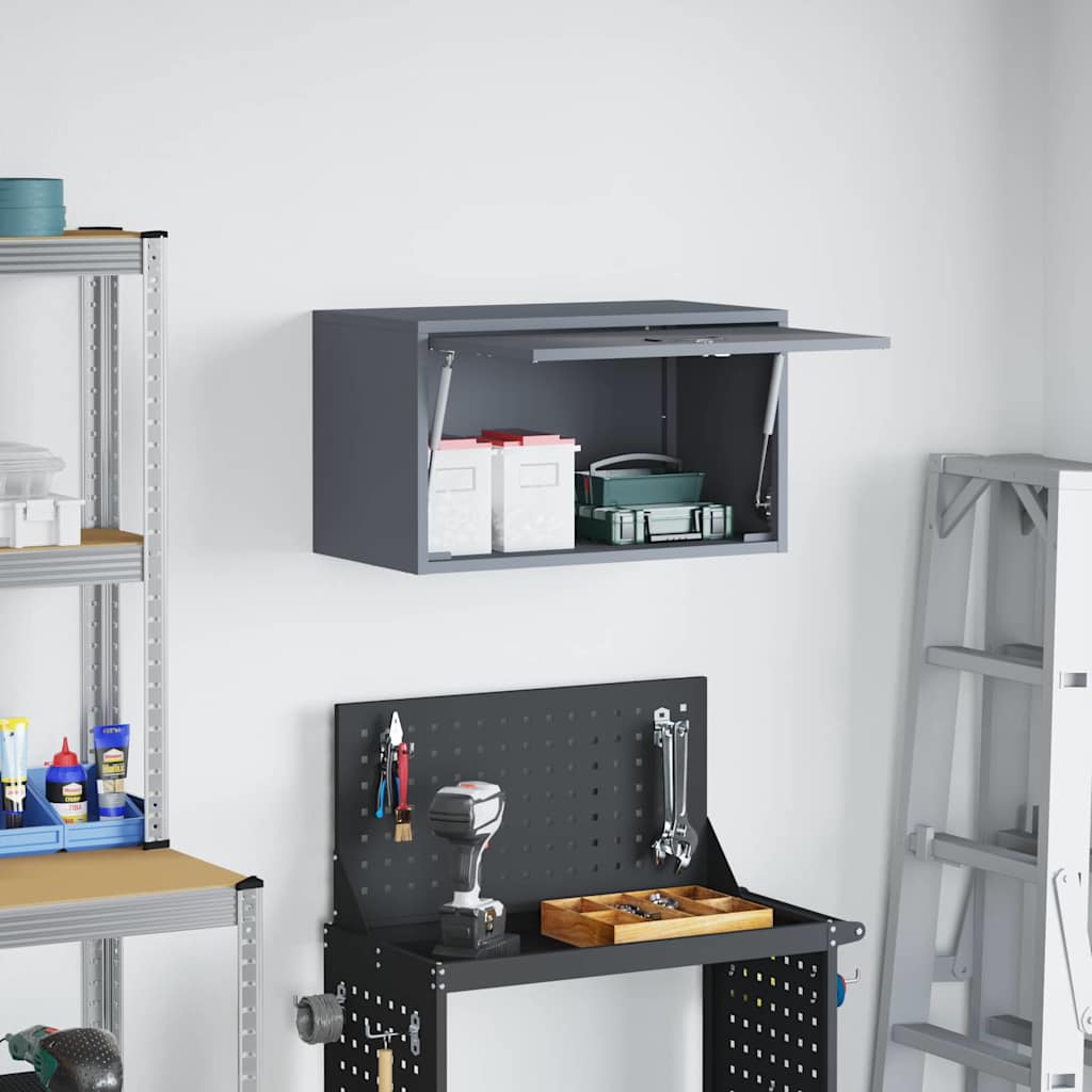 vidaXL Wall Cabinet for Garage with Gas-lift Door Anthracite