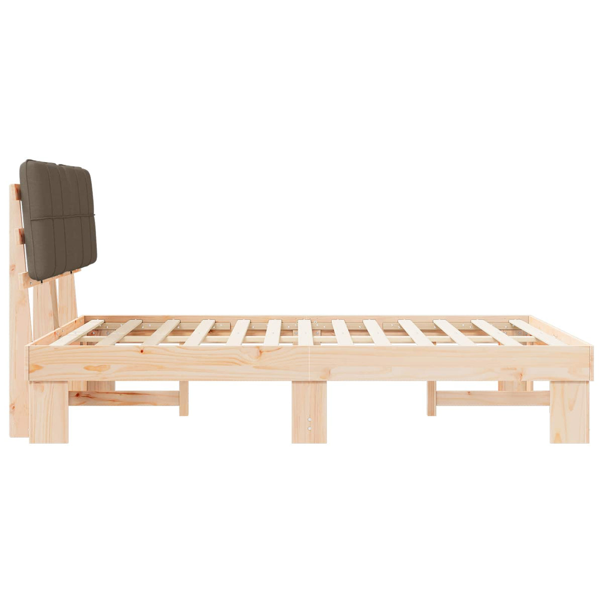 vidaXL Bed Frame with Upholstered Headboard Natural and Taupe