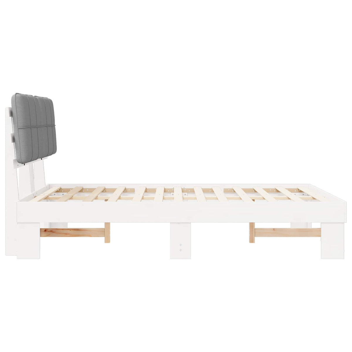 vidaXL Bed Frame with Upholstered Headboard White and Light grey