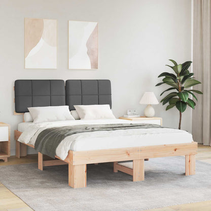 vidaXL Bed Frame with Upholstered Headboard Natural and Dark grey