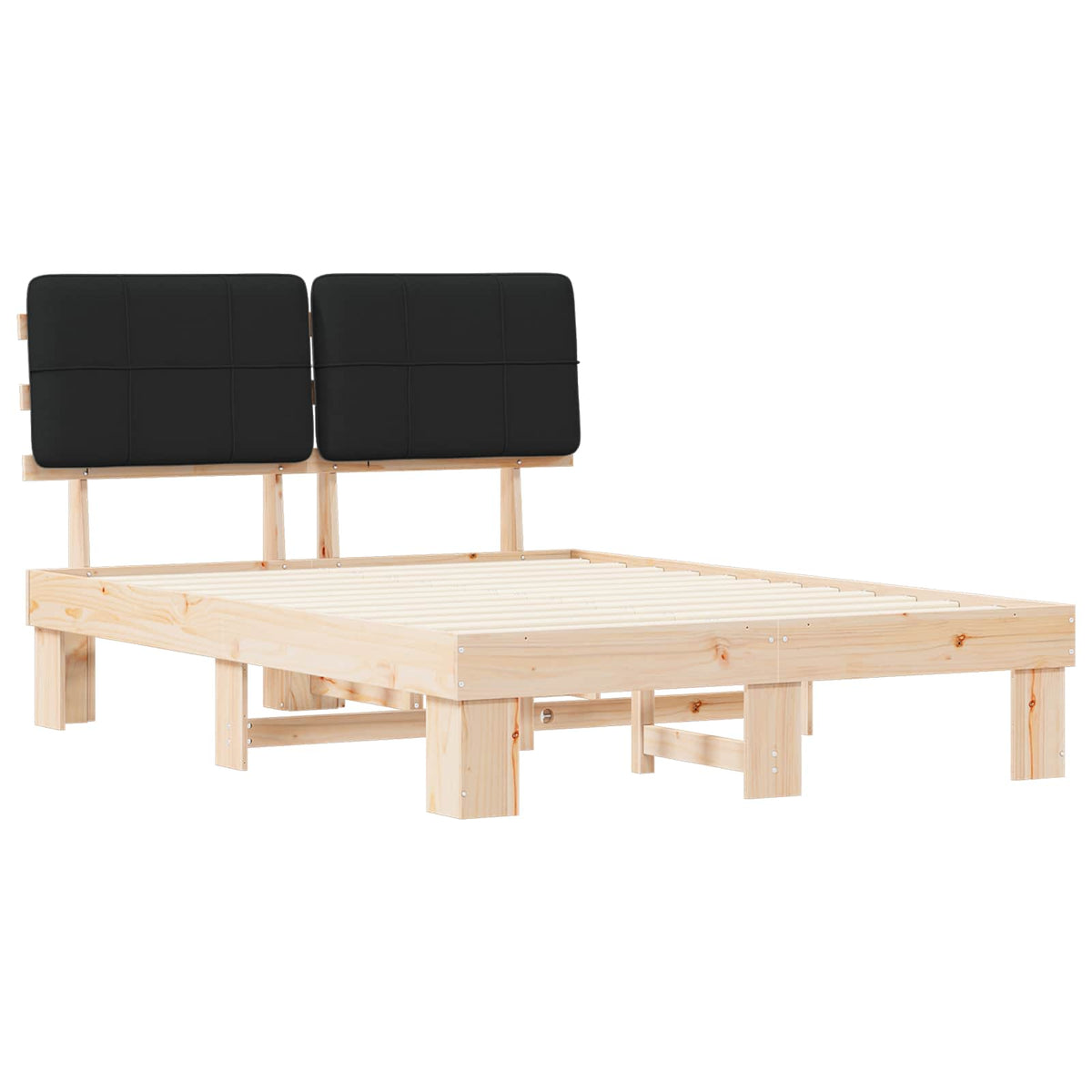 vidaXL Bed Frame with Upholstered Headboard Black 150 x 200 cm