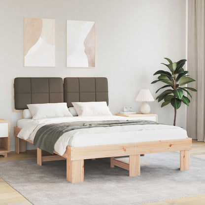 vidaXL Bed Frame with Upholstered Headboard Natural and Taupe