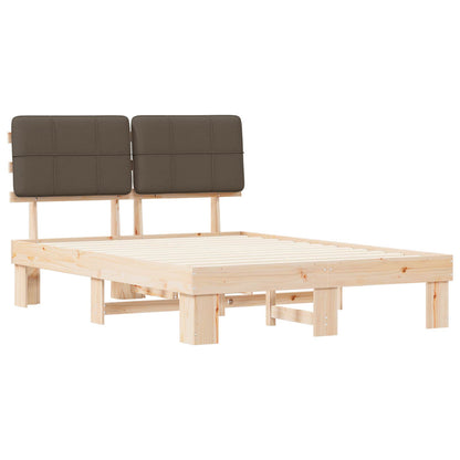 vidaXL Bed Frame with Upholstered Headboard Natural and Taupe