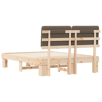 vidaXL Bed Frame with Upholstered Headboard Natural and Taupe