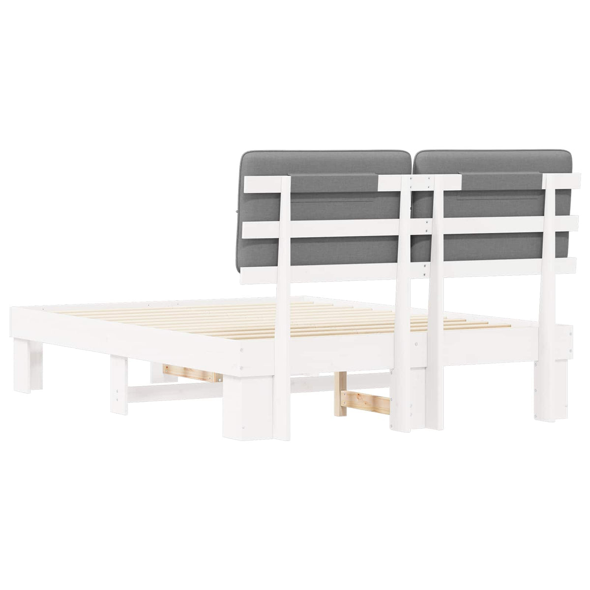 vidaXL Bed Frame with Upholstered Headboard White and Light grey