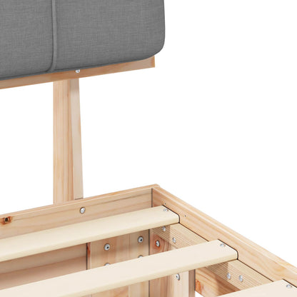 vidaXL Bed Frame with Upholstered Headboard Natural and Light Grey