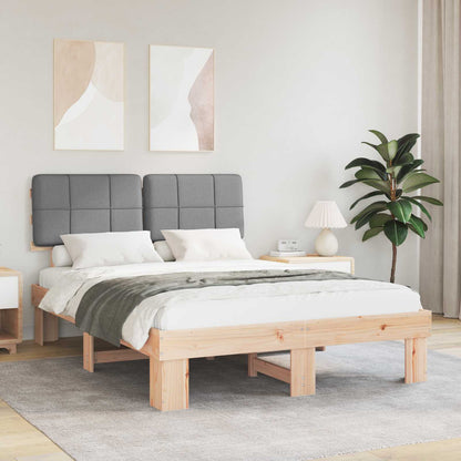 vidaXL Bed Frame with Upholstered Headboard Natural and Light Grey