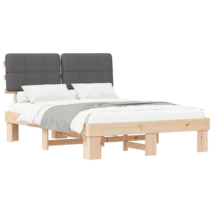 vidaXL Bed Frame with Upholstered Headboard Natural and Dark grey