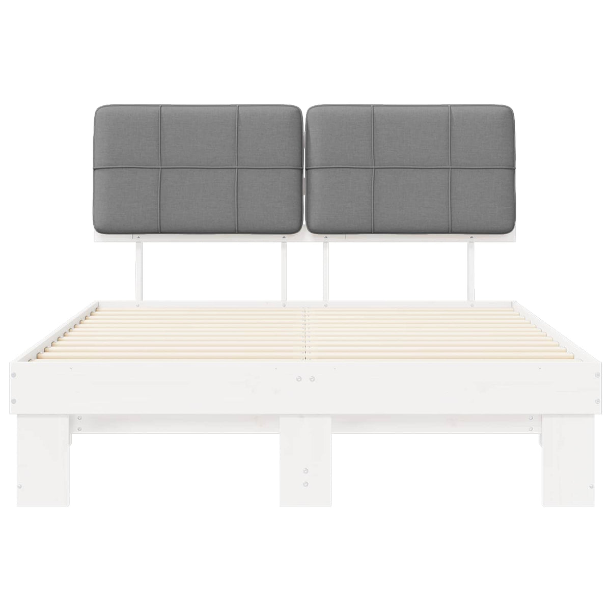 vidaXL Bed Frame with Upholstered Headboard White and Light grey