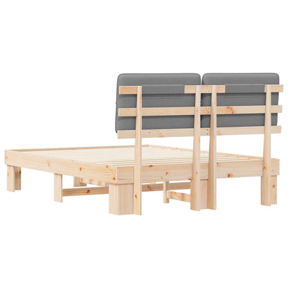 vidaXL Bed Frame with Upholstered Headboard Natural and Light Grey